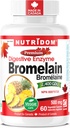 Nutridom Bromelain Digestivní enzym Ananasové doplňky, 2400 GDU, 500mg, Non- GMO, Vegan, bez gluten, Soy & Dairy (60 Počet)