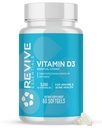 Revive MD vitamin D3 dodatek, 5000 IU - Vysoká potence Cholekalciferol pro imunitní podporu, absorpce vápníku, kosti a svalové zdraví - Non- GMO Dietní dodatek s No Fillers - 60 Softgels