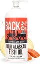 BACK 40 Psi Divoký aljašský rybí olej pro psy, kůže a kabát dodatek pro psy a kočky, Omega-3-bohatý losos a Pollock olej, EPA & DHA pes losos olej pro mozek, srdce, a klouby 32 fl oz