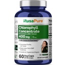 NusaPure Chlorofyl 200: 1 Extract, 400 mg Ekvivalentní s 80,000mg 60 Veggie Caps (Ekvivalentní 80000mg na Serving, Non- GMO, Vegan) Sodná měď Chlorofylin