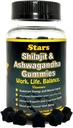 Shilajit Ashwagandha Gummies - Imunitní Supplement s Pure Shilajit Resin - Organic Ashwagandha Gummy for Stress, Energy & Wellness, 60 Natural Star- Shaped Gummies