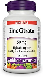 Webber Naturals Zinek Citrát 50 mg, 180 tablet