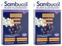 Sambucol Black Elderberry Kapsle - Advanced Imunitation, Vitamin C and Zinek, Elderberry Kapsle, Imunitní podpora, Černé Elderberry doplňky, Lepek zdarma, Snadno spolknout Kapsle - 30 Počet, 2-Pack