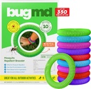 BugMD 10 Pack Mosquito Náramky, Deet- Free Bands pro dospělé a děti, Přírodní a vodotěsné Citronella náramky pro kempování, turistiku, pláž, cestování a venkovní Essentials