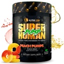 ALPHA LION Superhuman čerpadlo Pre Workout Powder, Nootropic Caffeine & Stim Free Precvičení Dodatek, Oxidový booster, Muscle Gainer, Energy & Focus (42 Služeb, Peach Pumps Flavor)