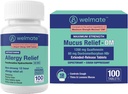 WELMATE Total Respirate Health Bundle: Alergics Relief Fexofenadin HCl 60mg (100 Ct) 12- Hour Non- Drowsy Antihistamin + Maximální síla Mucus Relief DM 1200mg Guaifenesin & 60mg DXM (100 Ct)