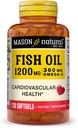 MASON NATURAL Fish Oil 1200 mg Omega-3 360 mg - Zdravé srdce, podporuje cirkulační funkce, zlepšené kardiovaskulární zdraví, 120 Softgels