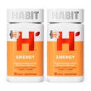 Příplatek Habit Energy 2 Pack (120 Kapsle) - Nový vzhled, Podporuje energii, duševní bdělost a zaměření, přírodní kofein, vitaminy B & C, Zelený čaj extrakt, Vegan, Non- GMO