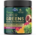 Zelené Superfood Powder Drink Mix - Zelené doplňky Blend for Energy & Gut Health - S organickou pšeničnou travou, Spirulina, Chlorella, Digestive Enzymes Antioxidant & Fiber - Berry Flavor, 30 Služeb