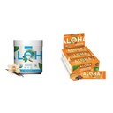 ALOHA Organic Plant- Based Protein Powder Vanilla 19.6oz, Protein Bars Burák Chocolate Chip 1.98oz Pack of 12 Bundle