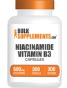 BulkSupplements.com Niacinamid Kapsle - Niacinamid dodatek, vitamin B3 dodatek, Niacinamid 500mg - Gluten zdarma, 1 Kapsle per Serving, 300 Kapsle (Balení po 1)