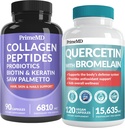 27- in-1 Vlasy Kůže a nehty Vitaminy (6810mg) w / Biotin a kolagen Vlas Růst Vitamíny s probiotika a Saw Palmetto, 90 ct - 28- in-1 Quercetin s Bromelain pro denní imunitní obranu (120ct)