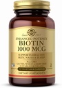 Solgar Biotin 1000 mcg - 250 Zeleninové kapsle - Podporuje zdravou pleť, nehty a vlasy - Non- GMO, Vegan, Gluten Free, mlékárenské zdarma, Kosher - 250 Služeb