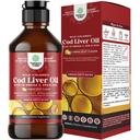 Islandské Wild Cod Játra Oil Liquid - Rybí olej Kapky s Omega 3, EPA, DHA, Vitamin D & A - Liquid Cod Játra doplněk pro srdce, kloub, Brain & Imunitary Support - 240 ml (8 Ounce)