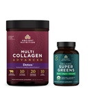 Starověké výživy Multi kolagen Advanced Powder Cleanse & Detox, Neochucené, 36 Doručování + Organic Super Green Tablet 90 Počet
