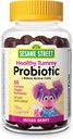Webber Naturals Sesame Street Zdravá Tummy Probiotika pro děti, 1 Billion Aktivní buňky na Gummy, 50 Gummies, pro stravovací zdraví, bez gluten, mléčné výrobky, arašídy a želatiny, Vegan