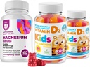 Vitamin D Gummies pro děti a dospělé 2000 IU a hořčík Gummies - Zdravé vitamíny D3 doplňky 1000IU - Vegetarian Gelatin- Free Imunitation Support with Sugar- Free Magnesium Calm Chews for Kids & Dospělí