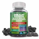 Shilajit Gummies s Irským mořem Moss Black Seed Oil Ashwagandha Ginger Elderberry Vitamin D3 Chlorofyl Turmeric Bladderwrack Pokročilá síla Formule Resin Shilajit pro muže a ženy