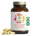 PURE SYNERGY D3 + K2 Komplexní vitamin 124; Vegan vitamin D3 K2 Komplexní vitamin 124; Organic D3 dodatek s vitaminem K2 a K1 Plus Organic whole Foods CLANE124; Podporuje kosti, mozek, a imunitní zdraví (60 Kapsle)