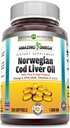 Amazing Omega Norské Cod Játra olej 1000 Mg Softgels dodatek 124; Omega-3, EPA, DHA, Vitamin A, D & Vitamin E (oranžová 124; 250 Počet)
