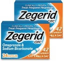 Zegerid OTC, Omeprazol Plus Bikarbonát sodný, 24 hodin, Inhibitor protonové pumpy (PPI), Heartburn Medicine, Acid Reducer, Two 42ct Cartons