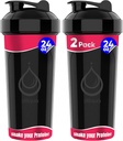 2 PACK, Double 24 oz Shaker Lahvičky s výkonnými Wire Whisky pro proteinové směsi 124; Pronikavý mixér Shaker Lahvičky (Black) 124; BPA-Free & Myčka nádobí Bezpečné 124; Shaker Cup pro proteinové shakes