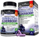 Elderberry Kapsle se zinkem a vitamínem C pro dospělé - Imunitní podpora vitamíny pro ženy a muže - Black Sambucus Elderberry Vitamin C a zink - Imunitní obrana Multiminerály dodatek, 60 Počet