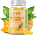 Nattokináza Gummies 12 000 FU, Serrapeptáza Gummies 360 000 SPU Enzyme dodatek s Bromelain Papain & Inulin pro oběh, Gut, Digestion Support, Vegan, Non GMO, 60 Counts