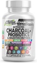 Clean Nutra Activated Charcoal Pills + Shilajit Probiotické trávicí enzymy pro dietetické zdravotní kapsle s Peppermint Fennel Licorice Papain Ginger Turmeric Powder 124; Gut Health