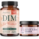 Myo-Inositol Powder Complex a ženské DIM doplněk 124; Hormon Balance Bundle s Ideal 40: 1 Poměr Myo-Inositol & D- Chiro Inositol Powder (30 Služeb) a DIM dodatek pro ženy (60 Služeb)