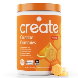 Vytvořit monster monohydrát gumové pro muže a ženy, zvýšení koncentrace, sílu, a endurance, anti- tavení Formule, Vegan, gluten- Free, Non- GMO, 1,5g Creatine per Gummy (Orange, 90 ct)