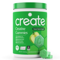 Tvorba monohydrátové žvýkačky pro muže a ženy - zvýšení koncentrace, síla, a endurance, anti- Melting Formule, Vegan, gluten- Free, Non- GMO, 1.5 Gram Creatine per Gummy (Sour Green Apple, 90 ct)
