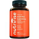 NutriRise Organic Ashwagandha Root Kapsle s Black Pepper 1950mg, Natural Stress & Mood, štítné žlázy a imunitní podpora Dodatek, Spánková pomoc, Clarity, Focus & Energy, Gluten Free, 180 Počet