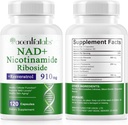 120 Počet NAD Plus dodatek, Lipozomální Nicotinamid Riboside Kapsle 900MG s Resveratrol & Quercetin, High Purity Nicotinamid pro antiaging, Buněčná gegenerace / Energy / Imunitate Booster
