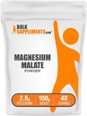 BulkSupplements.com Magnesium Malate Powder - Magnesium doplňky, Vysoká Biologická dostupnost - Neochucené & gluten zdarma, 2.5g na Serving, 100g (3.5 oz) (Balení po 1)