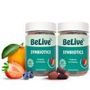BeLive Synbiotika - Probiotická a prebiotická vláknina - Inulin s vysokou sílou (3g), Příplatek pro dietní vlákna, Dětská podpora pro děti a dospělé - Jahoda, Lemon, Blueberry Flavor 124; 2-Pack