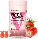 Růst vlasů Gummies s Biotin 10,000mcg - Vegan vlasy Vitamíny Gummy pro Yor zdravé vlasy, kůže a nehty, Přidáno B- Komplex, vitamín D, Vitamin A & Zinek - Příplatek vlasů pro ženy (60, Jahoda)