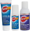 Stopain Pain Relief Combo Set (Gel, Roll On, Spray) USA Made, Max Strength Fast Acting with MSM, Glucosamine, Menthol for Lower Back, Knee, Neck HSA FSA Topical Angesic Products
