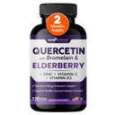 Gade Nutrition Quercetin s Bromelain & Elderberry CLANE124; Quercetin s vitaminem C a zinkem CLANE124; zinek Quercetin 500mg s vitaminem D3 CLANE124; Denní doplněk imunitní podpory - 2 měsíce Dodávka