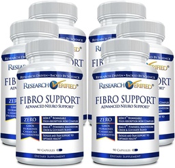 Research Ověřené Fibro Support - 540 Kapsle - MSM, Magnesium, Vitamin D3, BioPerine - 6 Month Supply - Vegan