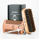 Beard Brush, Comb and Nosky Set pro pánskou péči o vousy - Boar Bristle Vlasový kartáč & Dřevěný Comb & Stainless Nosky - Beard Styling, Grooming & Shaping Tools