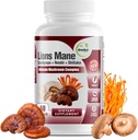 GreeNatr Kompletní Houbový dodatek -10 v 1 Komplex s Lions Mane, Cordyceps, Shiitake, Chaga, Turecko Tail pro imunitní podporu, paměť, Focus & Natural Energy Booster - 60 Kapsle (1 láhev)