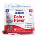 Dr. Kids Children 's Pain and Fever Medicine - Acetaminophen for Kids Ages 2-11, Pre- Measured Single-Use Vily for Head, Sore Throat, Cold and Flu, Cherry Flavor, 20 Count (Pack of 1)