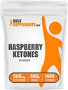Bulksupplements.com Malina Ketony Powder - Malina Ketony dodatek, Antioxidační zdroj - pro energetickou podporu, gluten zdarma, 500 mg na servírování, 500g (1,1 kg) (Balení po 1)