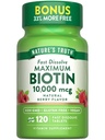 Nature 's Truth Biotin 10000mcg OF 124; 120 Fast Disolution Tablet OF 124; Maximum Strength OF 124; Natural Berry Flavor OF 124; Vegan, Non- GMO & Gluten zdarma Dodatek