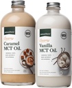 Natural Force Creamy Vanilla + krémový karamel MCT Oil Bundle - gluten- Free, non GMO, Emulgované ochucené MCTs z organických kokosů - Keto, Paleo, a Vegan - 2x 16 Ounce skleněné láhve