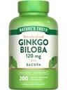 Nature 's Truth Ginkgo Biloba 120mg CLAS124; Plus Bacopa CLAS124; 200 Quick Release Kapsle CLAS124; Standardizovaný extrakt CLAS124; Non- GMO a gluten zdarma dodatek