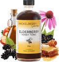 Mickelberry Zahrady Elderberry Honey Tonic, Sambucus Syrup, Black Elderberry - Imunitní podpora pro dospělé a děti (4 Ounces)