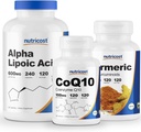 Nutricost Alpha Lipoic Acid 600mg, 240 Caps & CoQ10 100mg, 120 Caps & Turmeric 500mg, 120 Caps s BioPerine
