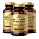 Solgar Cholin / Inositol 500 mg / 500 mg, 100 Zeleninové kapsle - Energetický metabolismus, Zdraví jater, Esenciální funkce mozku a nervů - Non- GMO, Vegan, Gluten Free, Dairy Free, Kosher - 50 Služeb